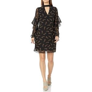 Black feather print choker dress by Sam Edelman